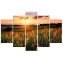 5 stykke lærredsprint, Sunset Flowers Meadow