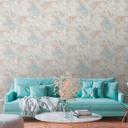 Papel pintado tejido-no tejido floral de aspecto vintage con tonos azules - Diseño de pared romántico