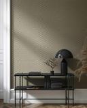 non-woven tapet i 3D flettet diamantmønster beige, grå tekstil look