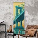 Póster de tela vista de la ciudad a través del puente de Manhattan - Heemskerk - Panorama