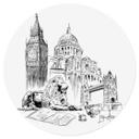 Vinilo decorativo Londres - Blanco y negro - Redondo - Love your City