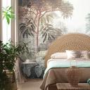 Jungle Green Brown - 3D non-woven tapet med tropisk motiv til stuen
