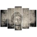 5 stykke lærredsprint, Buddha Zen Feng Shui grå