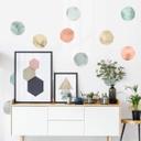 Wallsticker Sticker - Akvarel cirkler i pastel farver - 102x107 cm - 25 dele