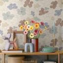 Papier peint non tissé floral - motif à rayures fines dans les tons naturels & gris