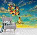 Tapetskyer ColouredBalloon i gulblå - non-woven tapet Designwalls 2 - 2,55 x 3,5 m
