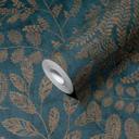 A.S. Création non-woven tapet BOS - blomstret tapet blå, guld, petrol