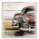 Cuadro de madera Coches viejos oxidados - 40x41,5 cm