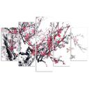 5 stykke lærredstryk, japansk kirsebærblomst