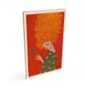 Cuadro de madera colibrí y mujer en luz roja - Hülya