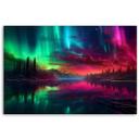 Canvasbillede, Aurora borealis foran en bjergbaggrund