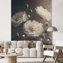 Fotomural floral Flores blancas con polvo de oro - Treechild