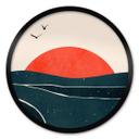 Póster Atardecer en el mar con palomas - Cubistika - Redondo