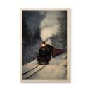 Billede af træ damplokomotiv i en snedækket skov - Melloi Art Prints