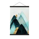 Póster de tela Montañas abstractas en dorado y azul - SpaceFrog Designs
