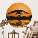 Wallsticker Afrika | Landskab ved solnedgang - Rund