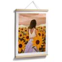 Póster Mujer en un campo de girasoles - Goed Blauw