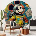 Fototapet Treechild - Mickey som astronaut i retrostil - Rund - vliesetapet/selvklæbende non-woven t