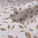 Papel pintado no tejido hojas naturaleza floral mate en blanco beige