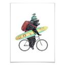 Póster con oso surfista