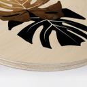 Cuadro de madera Kubistika - Hojas de monstera negras y doradas - Redondo