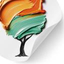 Vinilo decorativo árbol con corona 3D naranja y verde - Mielu - Redondo