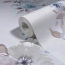Papel pintado no tejido flores naturaleza floral, romántico mate en blanco azul