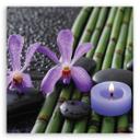 Canvasbillede, Bambusblomster Zen Spa stearinlys