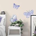 Sticker mural Papillons dessinés à la main lilas/bleu 3 pièces