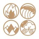 MDF-dekoration De fire elementer - ild vand jord luft (4 dele)