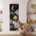 Póster de tela Fredriksson - Montañas a la luz dorada de la luna - Panorama