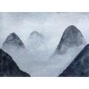 non-woven tapet Misty Rocks fugle natur fototapet Designwalls i grå og hvid 