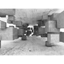 GFotapestry designvægge i grå og hvidt non-woven tapet ConcreteTetris betonlook 
