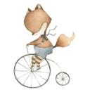 Wallsticker ræv på ethjulet cykel