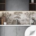 Zelfklevende Keukenachterwand met tuinlandschap in beige - Ms Tiff
