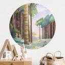 Vinilo decorativo Bosque soleado con ciervos - DigitalArtsi - Redondo
