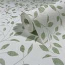 Ikke-vævet tapet blade blomster natur mat i hvid grøn