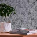 Papel pintado tejido-no tejido negro plateado - papel pintado metalizado con aspecto de escayola - estilo industrial para salones