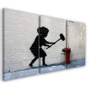 3 stykke lærredstryk, Banksy Hammer Boy Street
