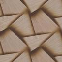 Papel pintado no tejido con formas geométricas y efecto metálico en dorado