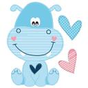 Sticker mural - Hippopotame heureux