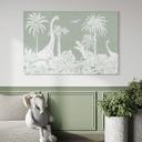 Billede Grønne urtidsverdener - Dinosaurer under palmer - Kikki Belle – print på aluminium