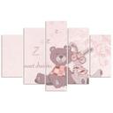 5 stykke lærredsprint, Bamse Pink kanin