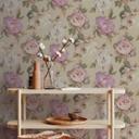 Papier peint floral avec pivoines beige rose - papier peint floral romantique - papier peint intissé