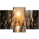 3 stykke lærredsprint, Lake Grass Sunset