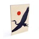 Cuadro de madera Kubistika - Grulla con sol rojo
