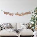Cadena de madera para banderines Feliz Navidad - madera de caoba incl. cuerda de algodón
