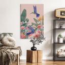 Canvasbillede To kolibrier på den farverige blomstereng - Goed Blauw