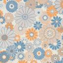 Vintage blomstertapet blå orange - blomstertapet i retrostil - Ikke-vævet tapet