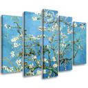 5 stykke lærredstryk, mandelblomst Vincent Van Gogh